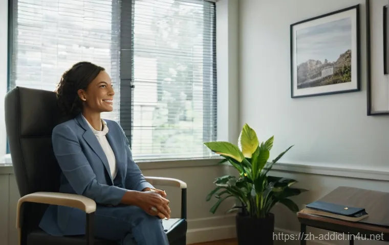 중독상담사 이직 성공 비법 - **Prompt:** A compassionate and professional female addiction counselor, in her late 30s, with a war...