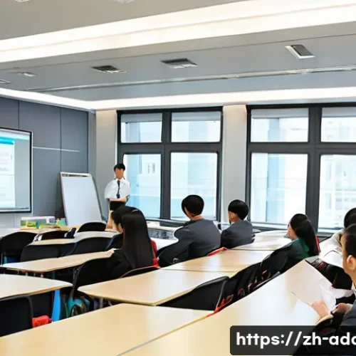 중독상담사 자격증 학원 선택 팁 - A modern, bright classroom setting inside a certified training institute in China, featuring a diver...
