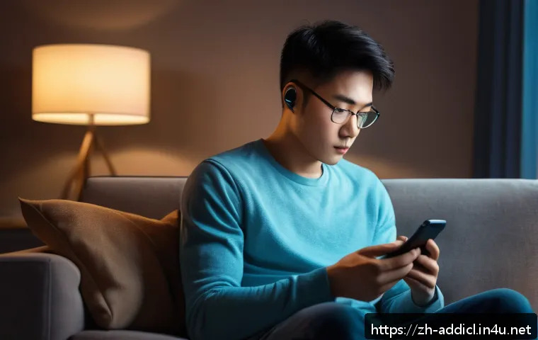 중독상담 관련 심리학 이론 소개 - A detailed, modern digital art illustration of a young adult male sitting in a cozy, softly lit room...