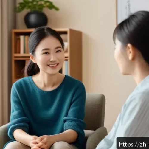 중독상담사 초보자를 위한 Q A - A warm, inviting counseling room scene with a professional therapist and a client sitting comfortabl...